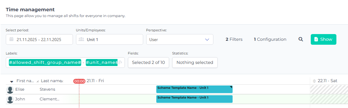 Allowed Shift Group name formula