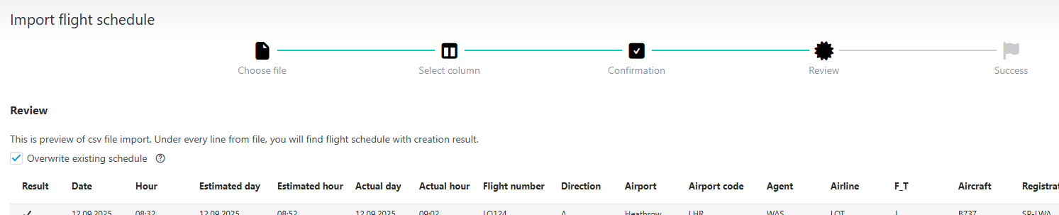 Import flights option